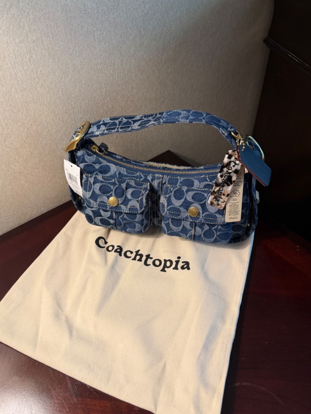 NEW Coach Coachtopia Cargo Shoulder Bag In Signature Denim CCX90 Blue y2k Gift